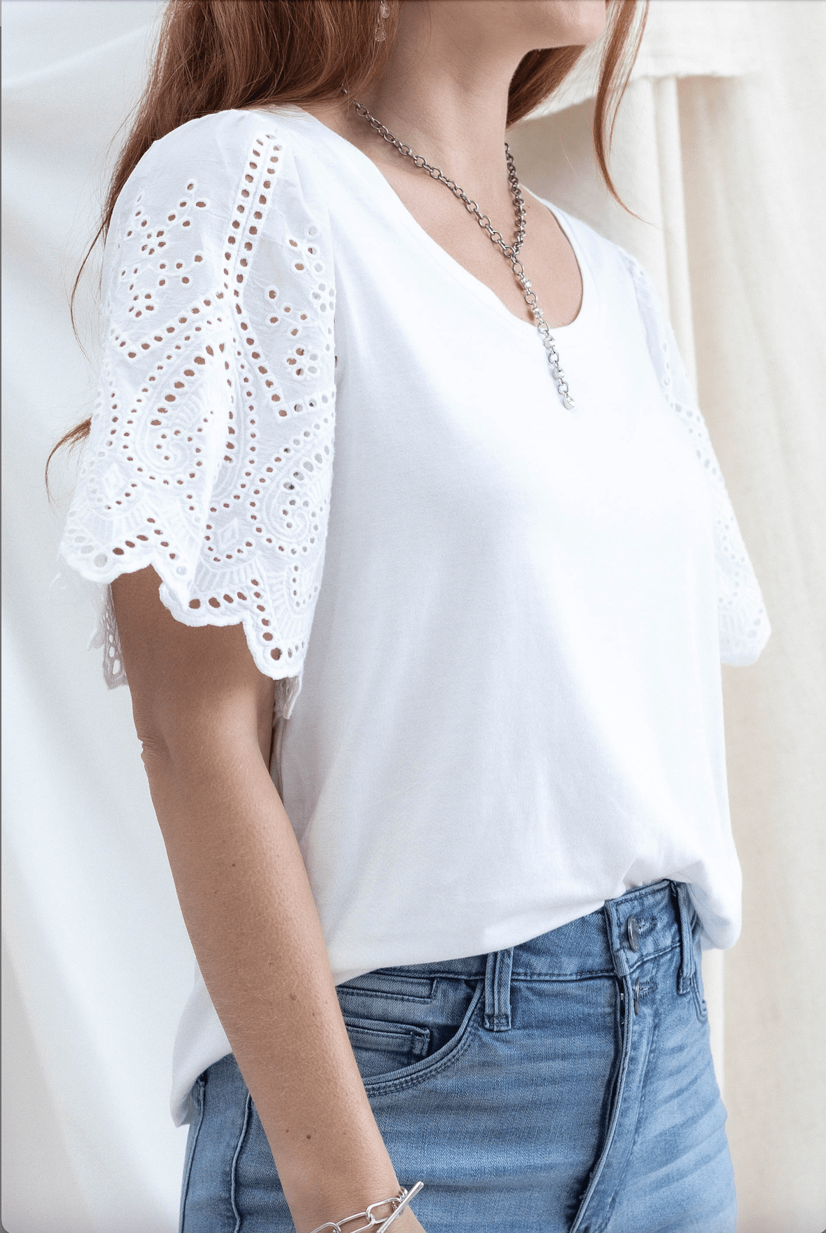 Flutter Eyelet Sleeve Top - Mainstream Boutique