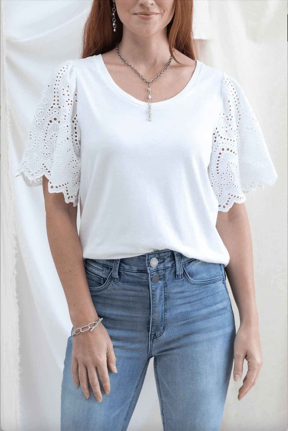 Flutter Eyelet Sleeve Top - Mainstream Boutique