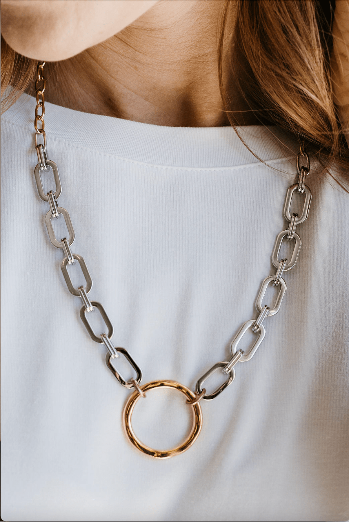 Luxury Link W/ Jumbo Hoop & Magnetic Clasp Necklace - Mainstream Boutique