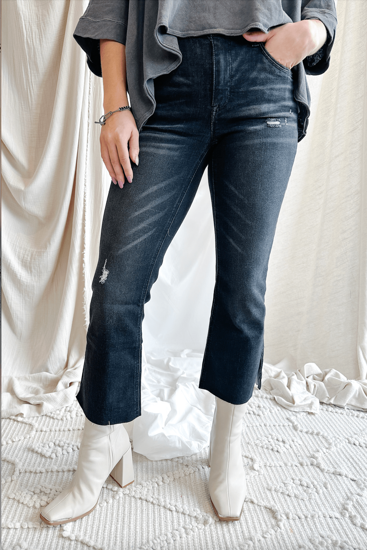Crop Flare W/ Side Slit - Mainstream Boutique