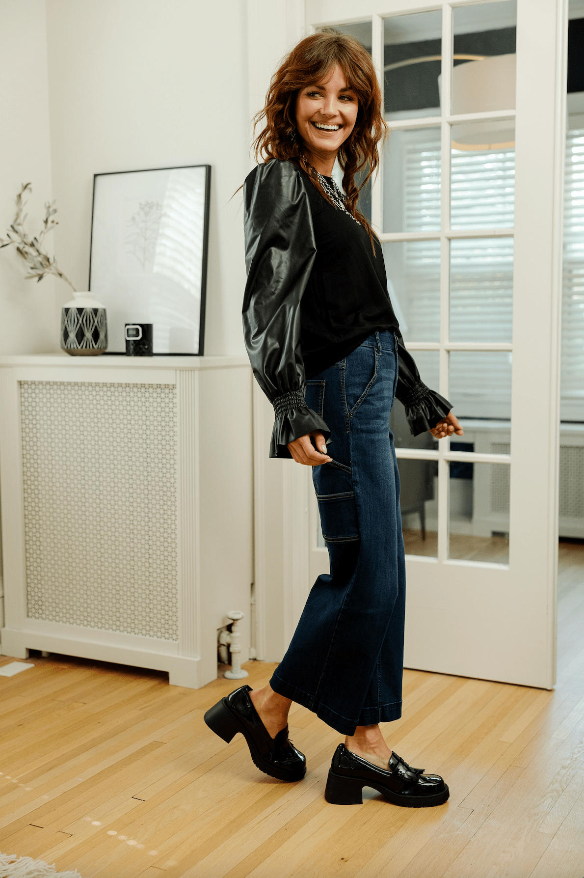 MM Pleather Sleeve Knit Top - Mainstream Boutique