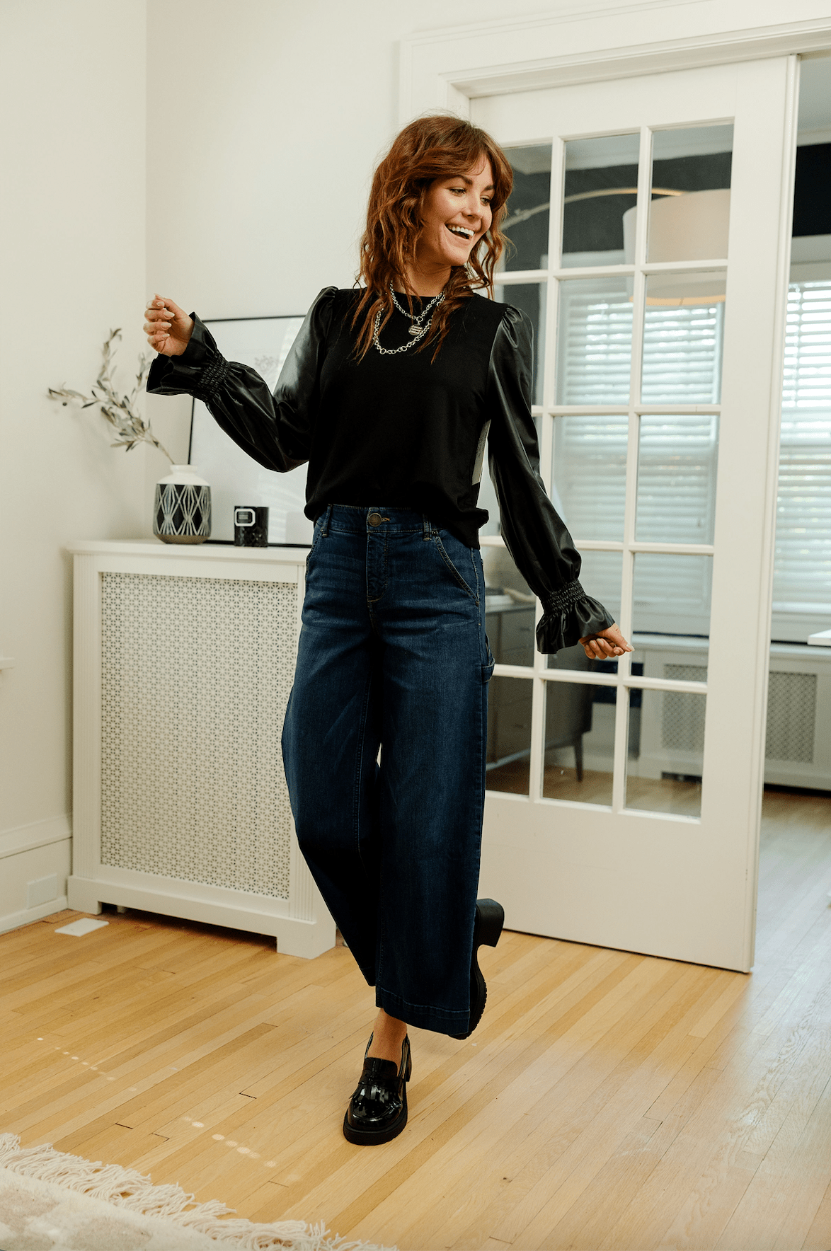 Pleather Sleeve Knit Top - Mainstream Boutique