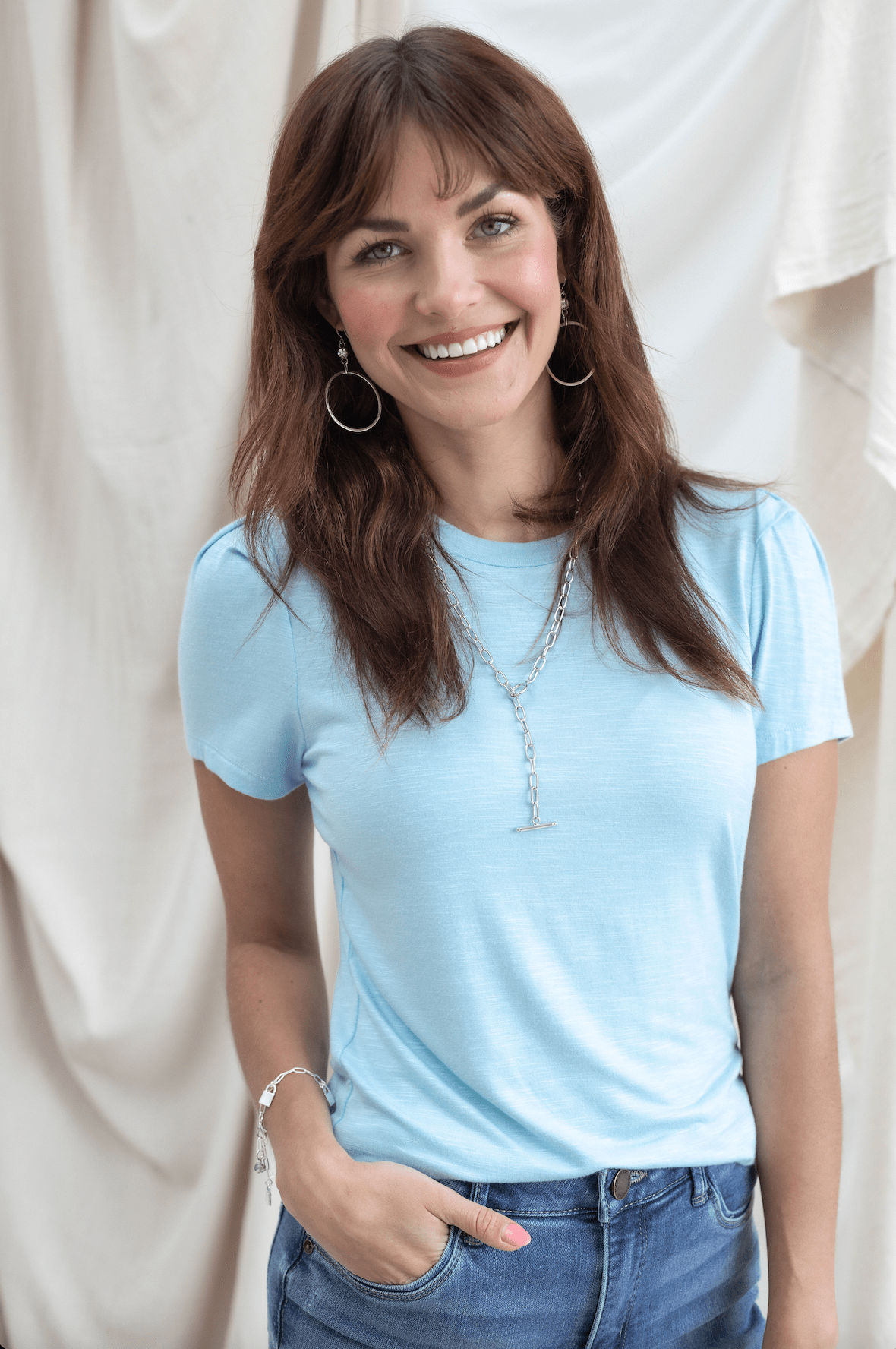Slub Short Sleeve Top - Blue - Mainstream Boutique