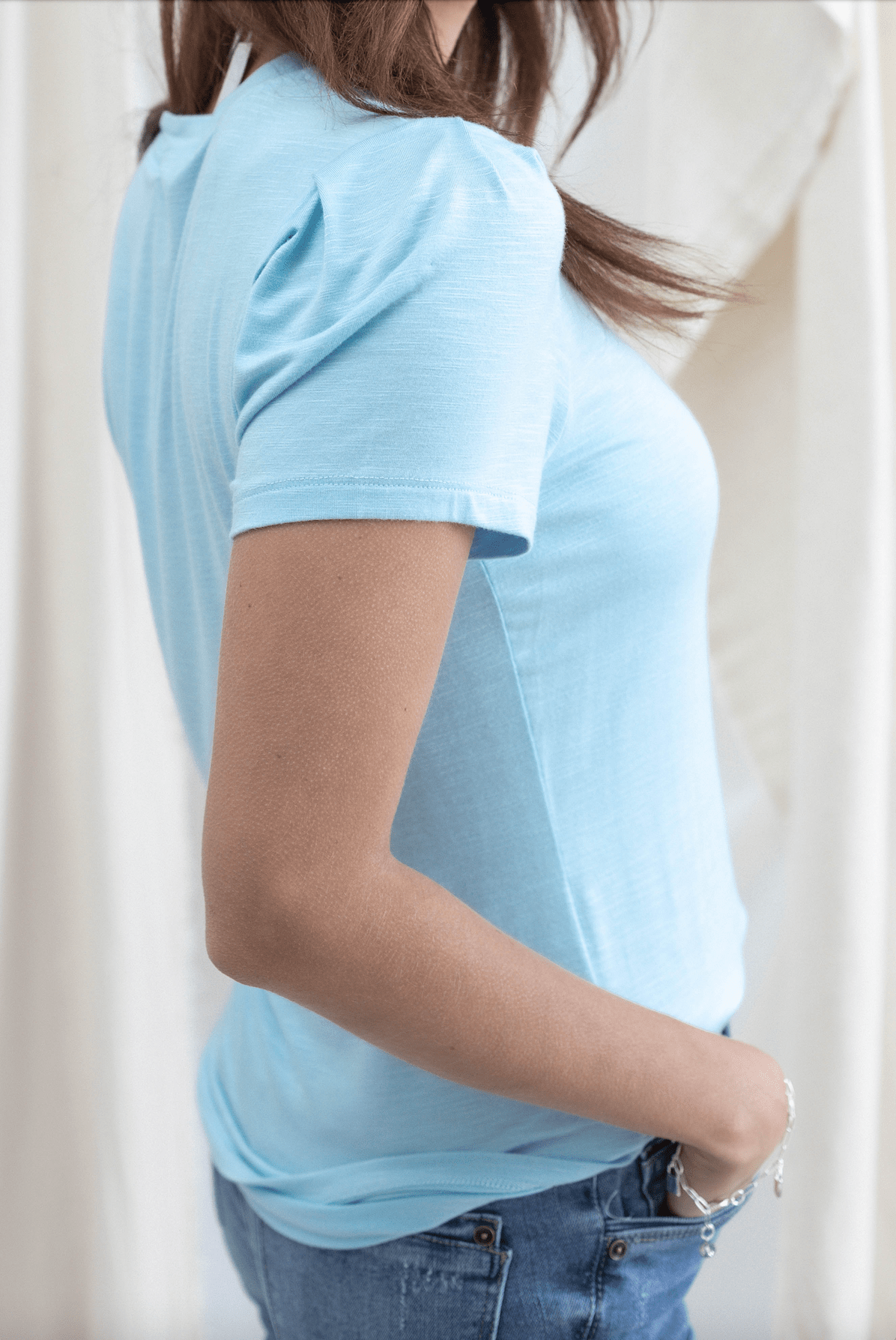 Slub Short Sleeve Top - Blue - Mainstream Boutique