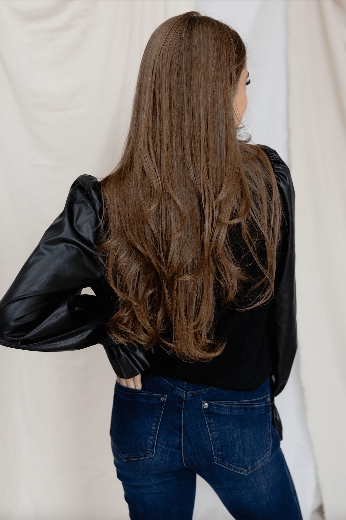 Pleather Sleeve Knit Top - Mainstream Boutique