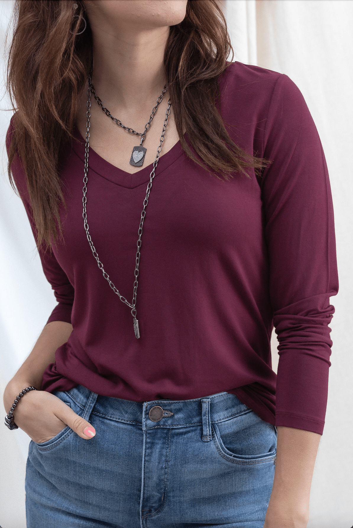 Everyday Long Sleeve V - Neck - 8 Colors - Mainstream Boutique