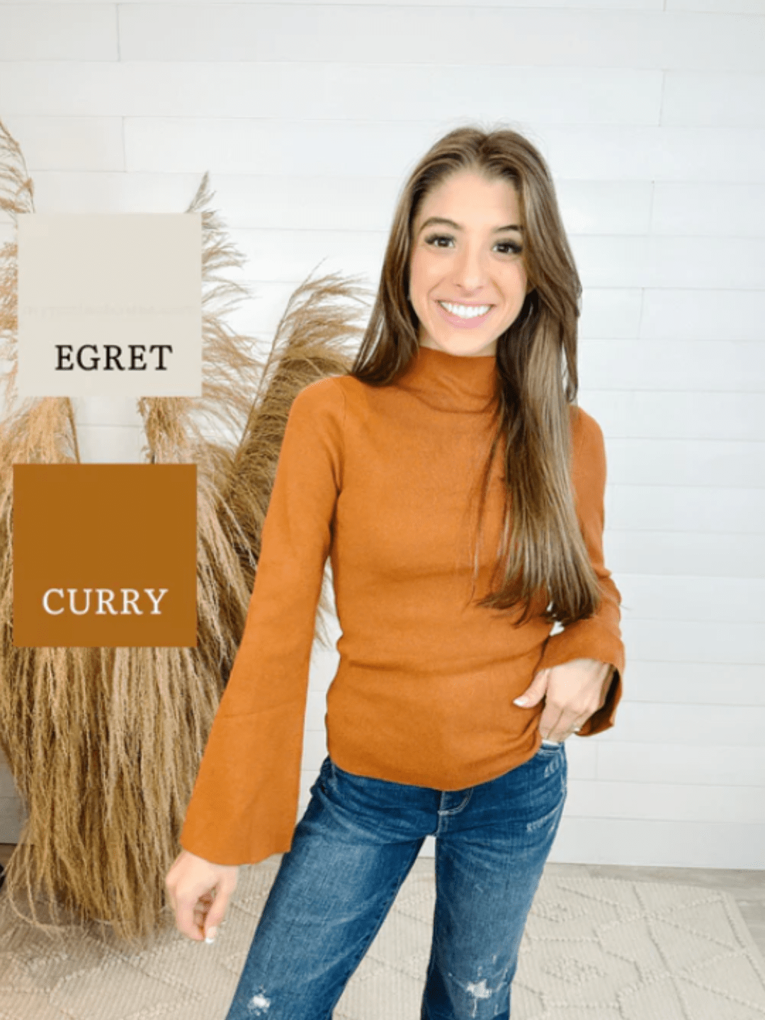MM Mock Neck Bell Sleeve Sweater - Mainstream Boutique