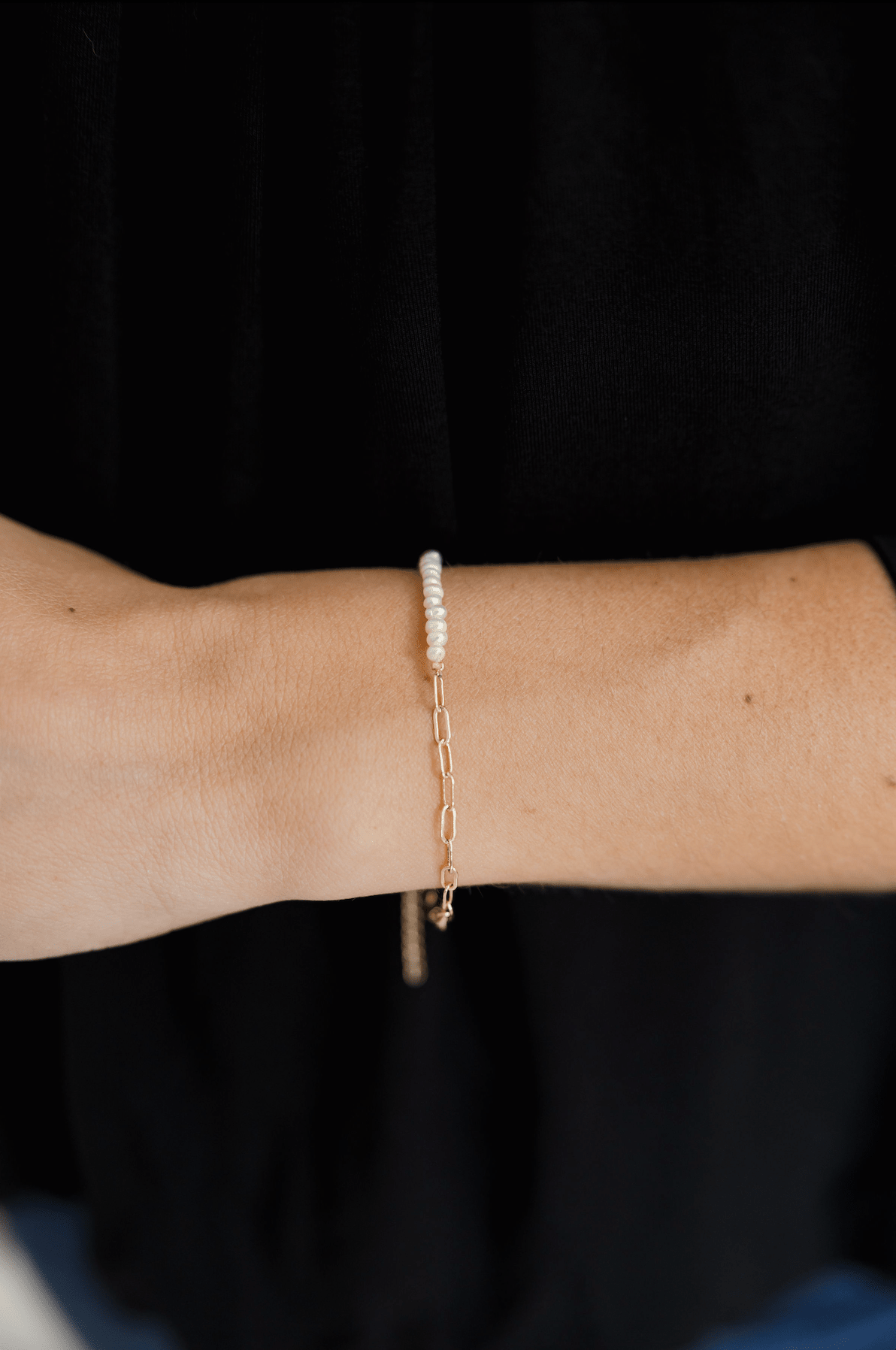 Bella Dainty Pearl And Paperclip Bracelet - Mainstream Boutique