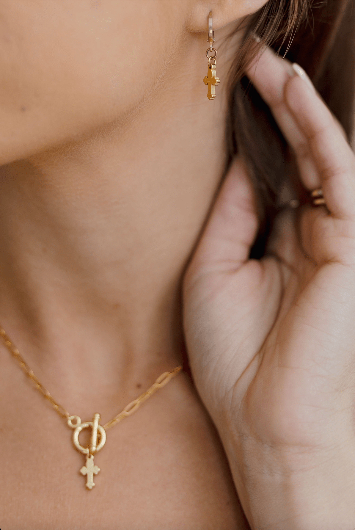 Bella Dainty Cross Huggie Earrings - Mainstream Boutique
