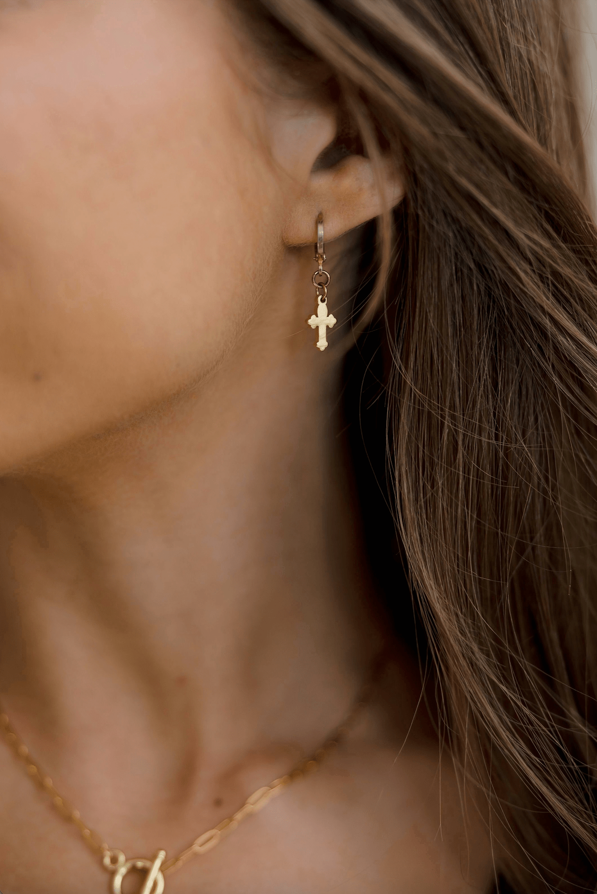 Bella Dainty Cross Huggie Earrings - Mainstream Boutique