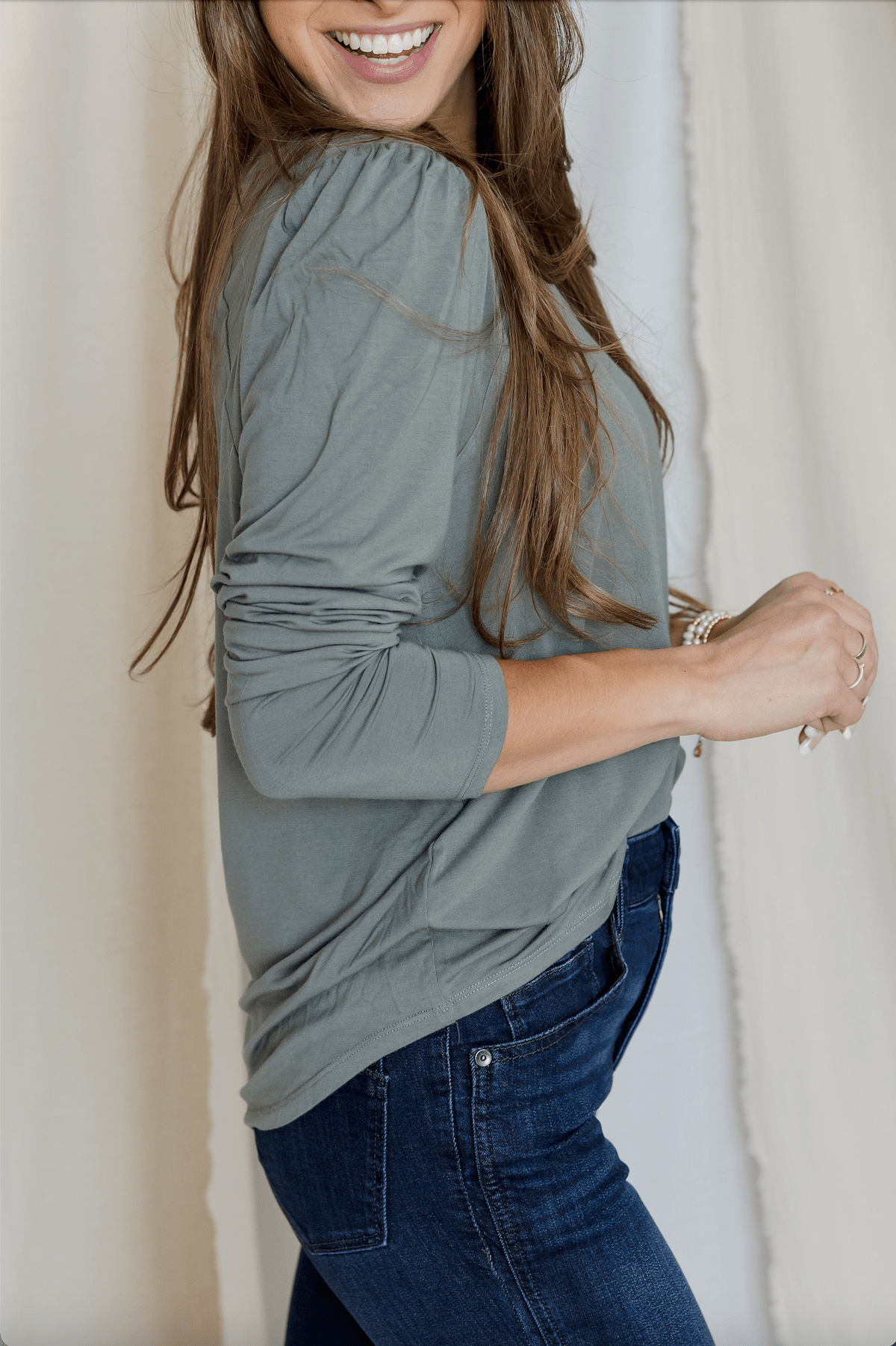 Day - Ready Puff Sleeve Tee - Sage - Mainstream Boutique