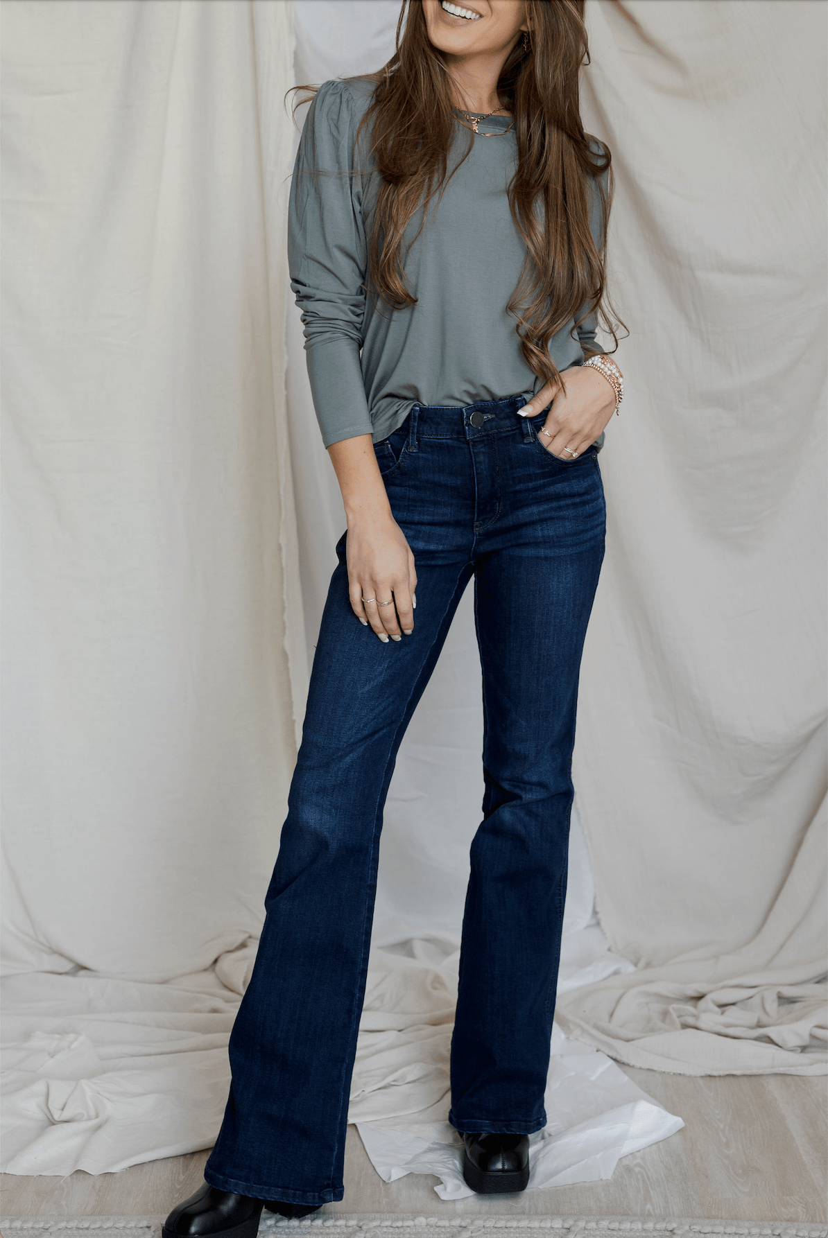Day - Ready Puff Sleeve Tee - Sage - Mainstream Boutique