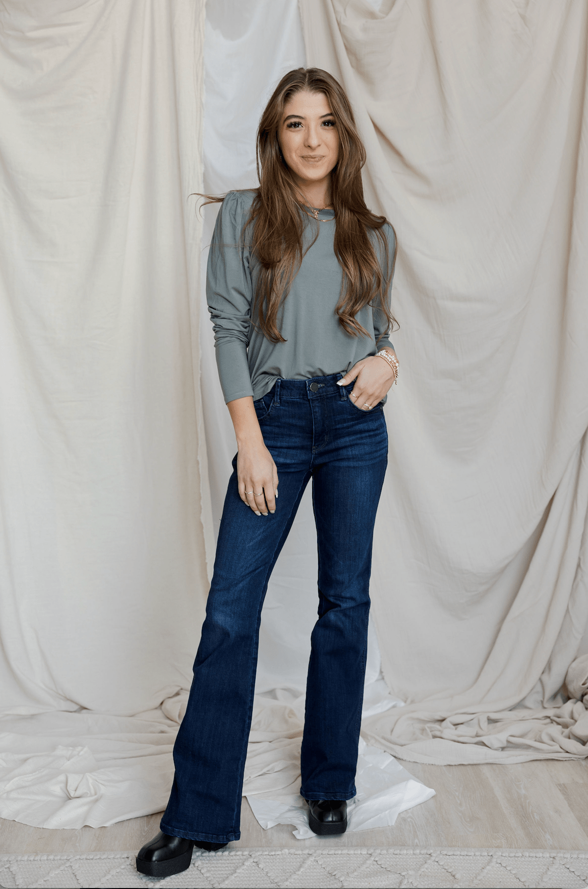 Day - Ready Puff Sleeve Tee - Sage - Mainstream Boutique