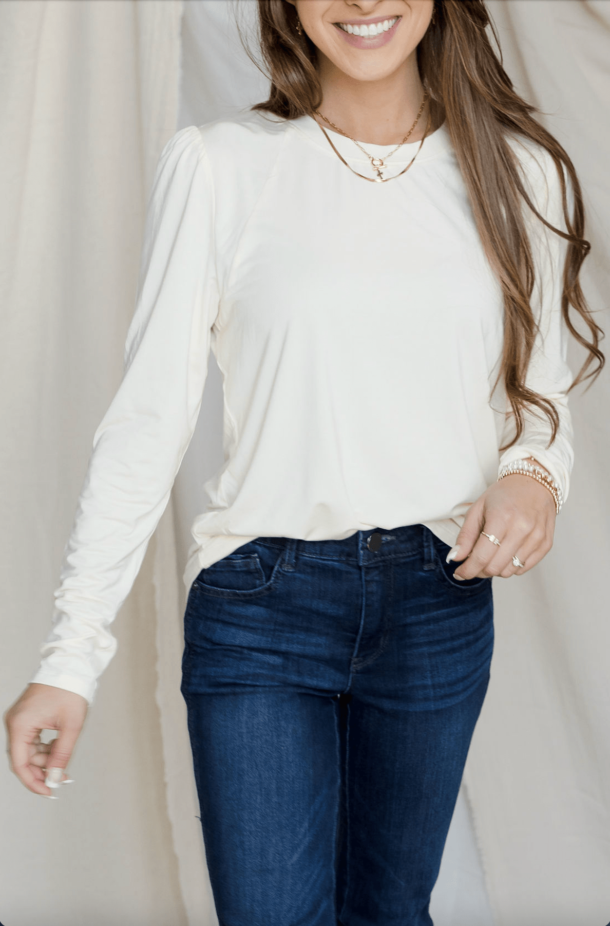 Day - Ready Puff Sleeve Tee - Egret - Mainstream Boutique