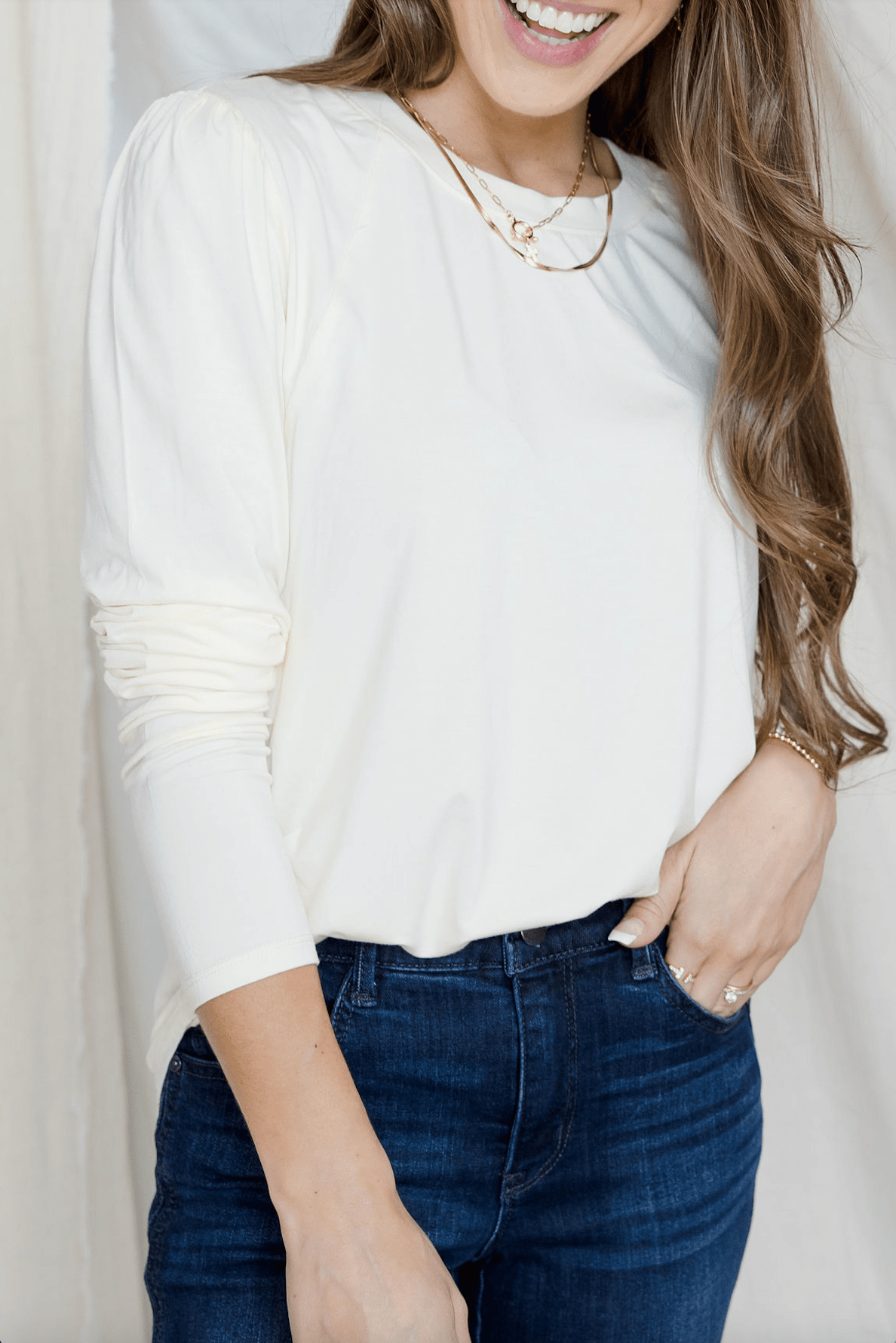 Day - Ready Puff Sleeve Tee - Egret - Mainstream Boutique