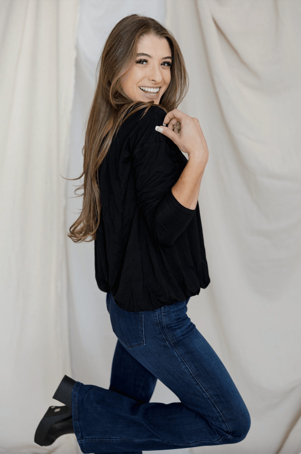 Flatter - Me - Crazy Bubble Top - Black - Mainstream Boutique
