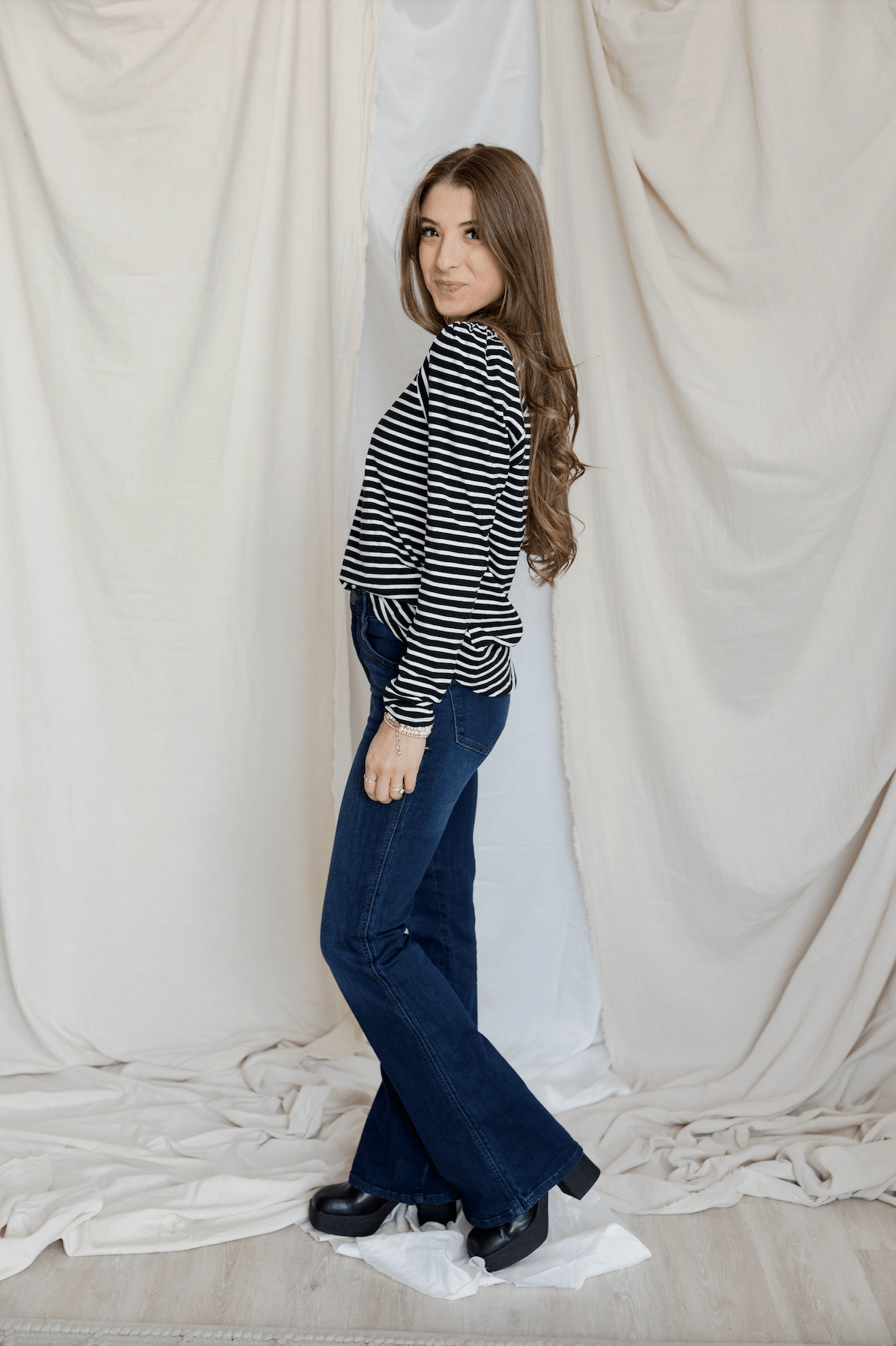 Striped Long Sleeve Puff Slub Tee - Mainstream Boutique