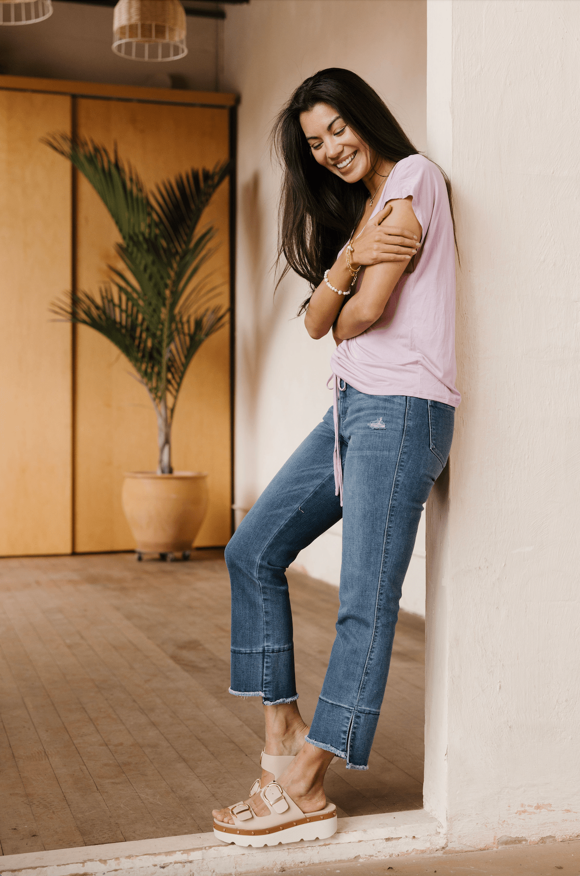 Essentials Ruched Front Top - Fondant Pink - Mainstream Boutique