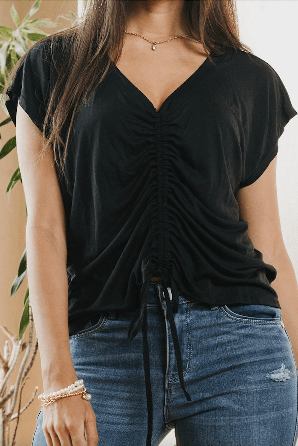 MM Essentials Ruched Front Top - 3 Colors - Mainstream Boutique