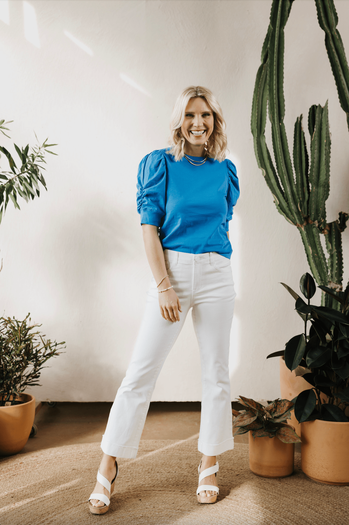 Bold And Beautiful Ruched Sleeve Top - French Blue - Mainstream Boutique