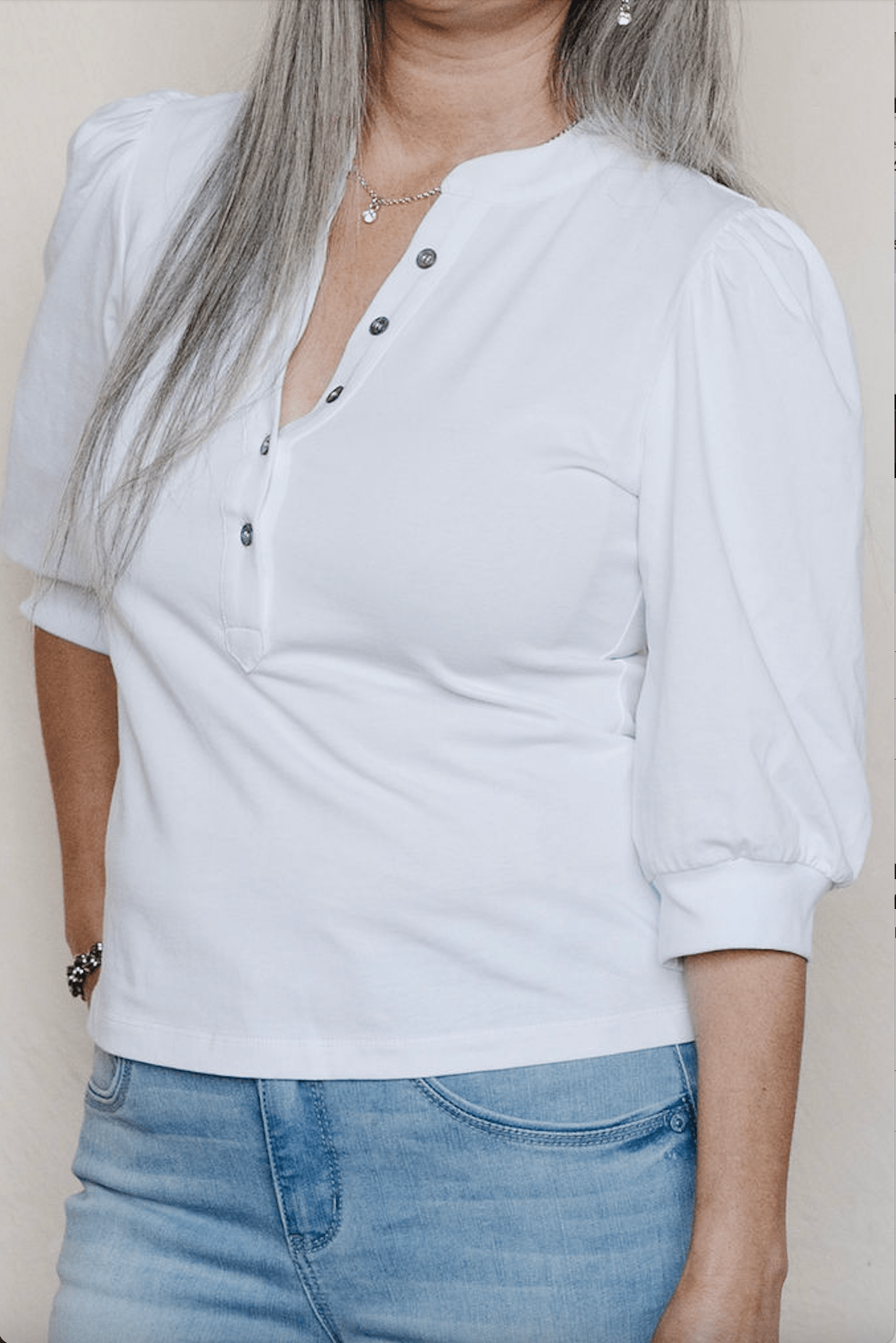 Chloe Button Front Top - White - Mainstream Boutique