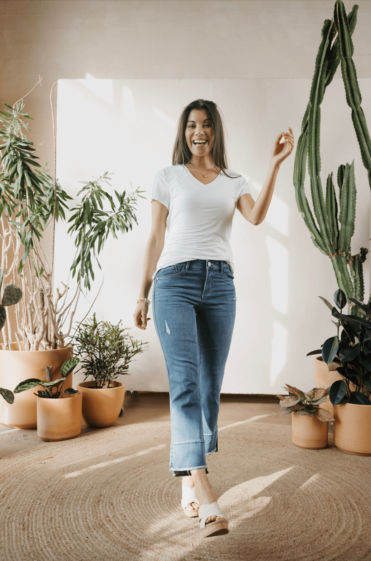 Essentials V - Neck Tee - White - Mainstream Boutique
