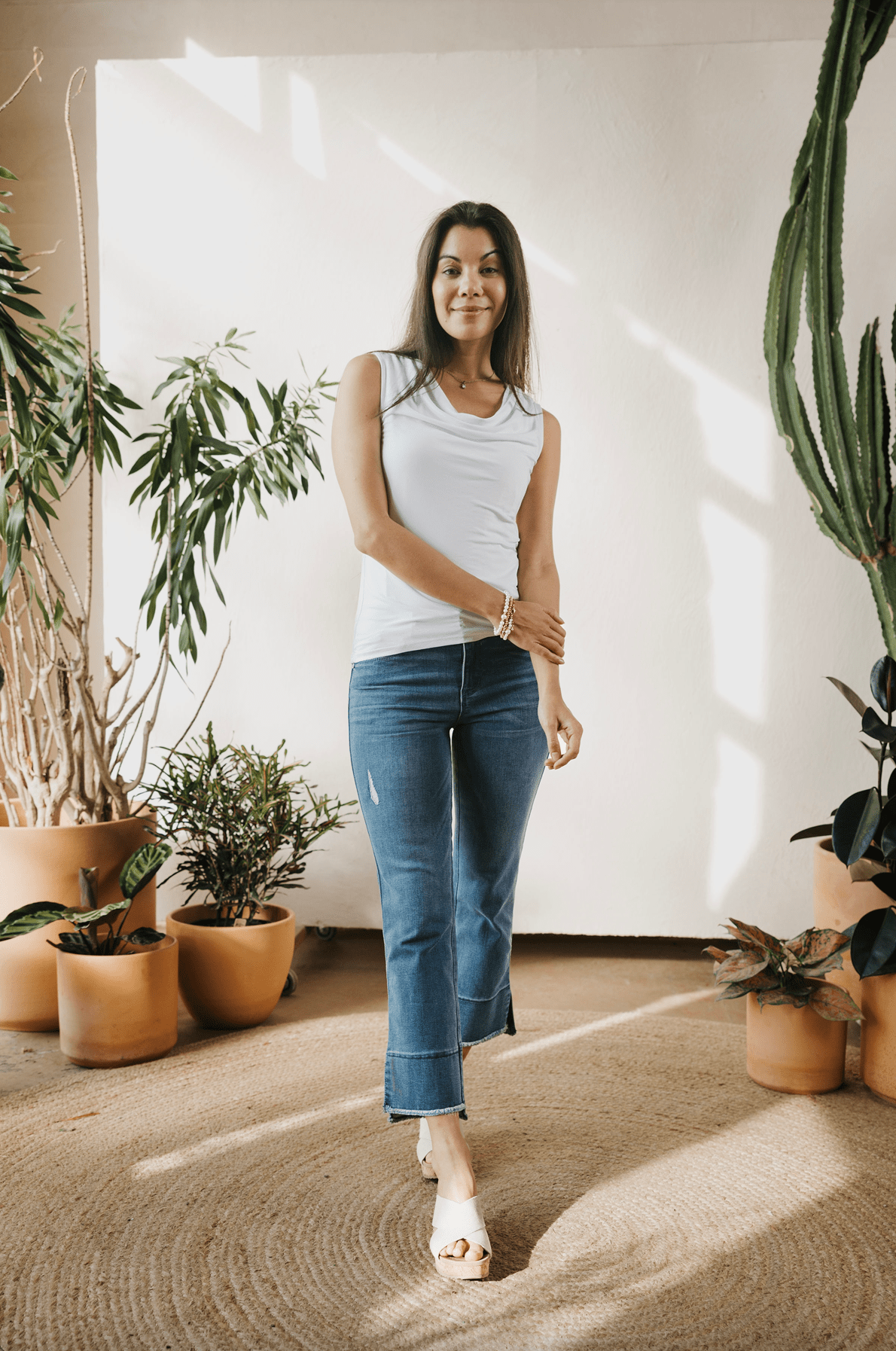 Cowl Neck Sleeveless Top - White - Mainstream Boutique