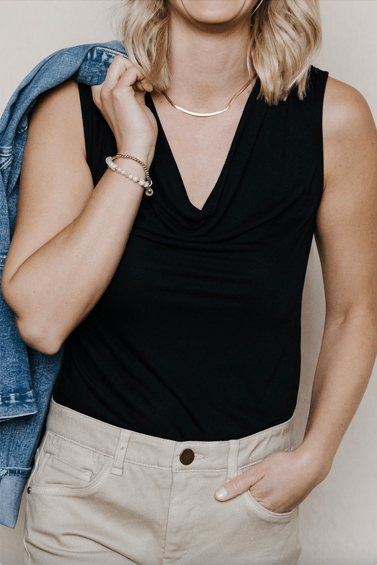 Cowl Neck Sleeveless Top - Black - Mainstream Boutique