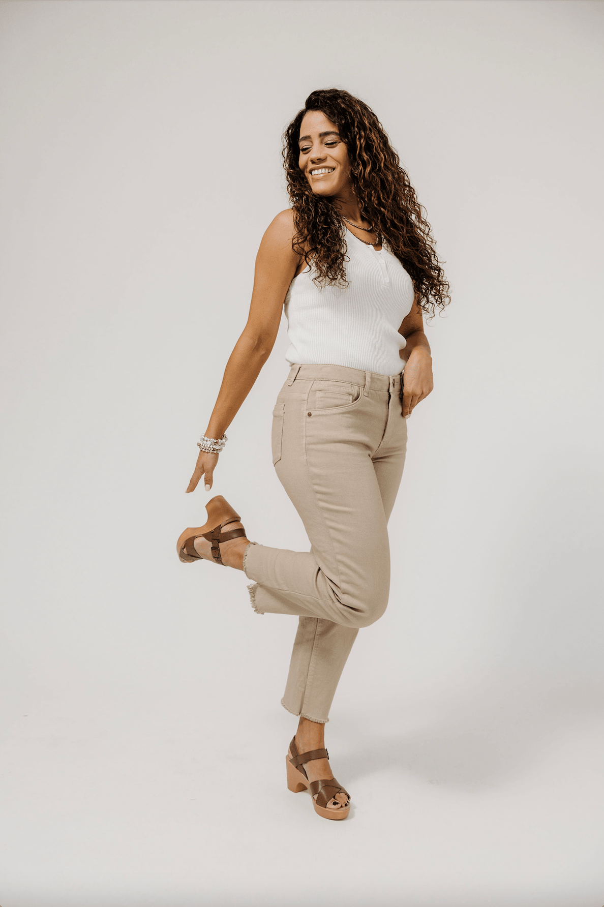 High Rise Slim Straight - Pale Oak - Mainstream Boutique