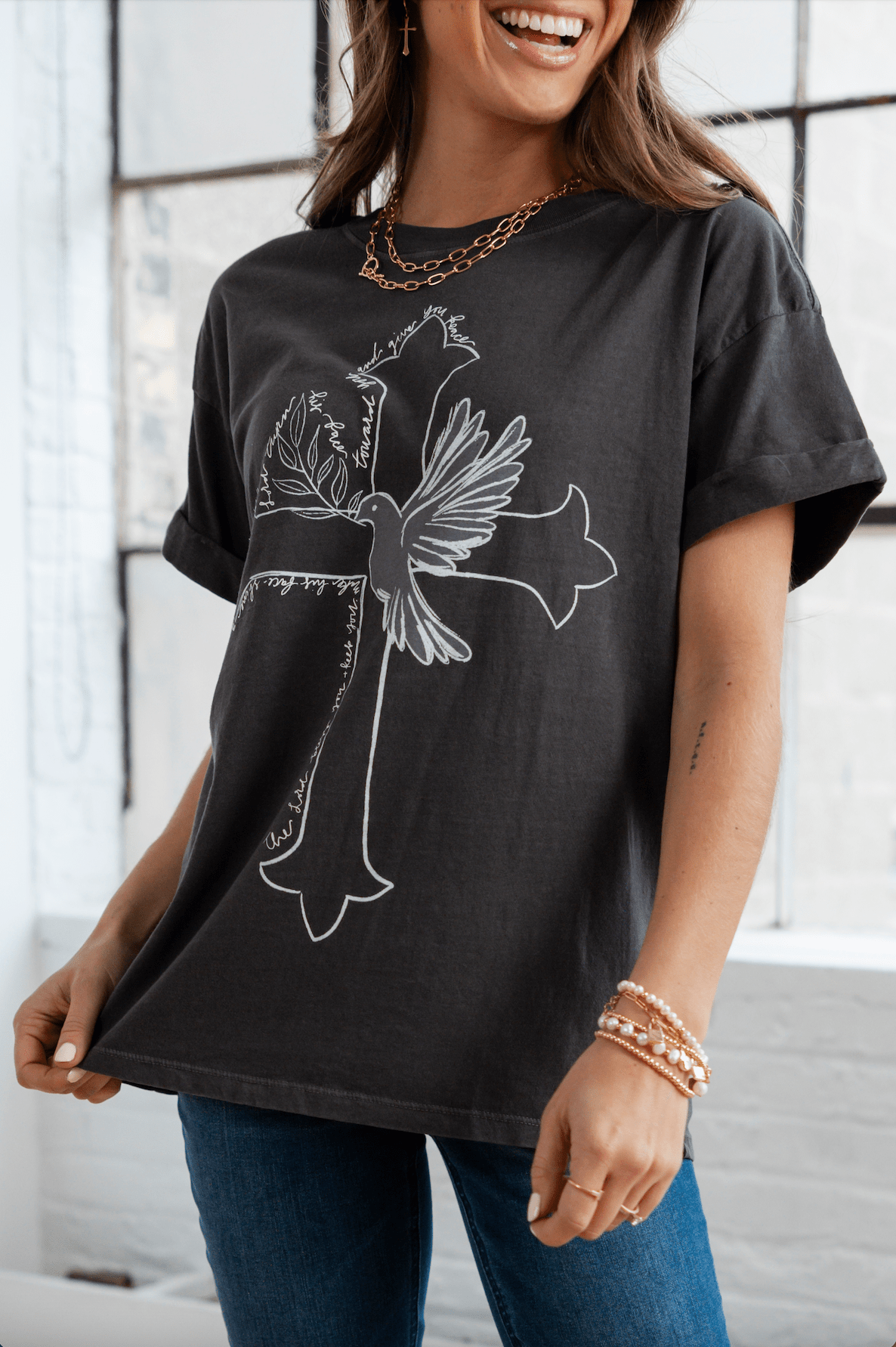Cross And Dove Graphic Tee - Mainstream Boutique