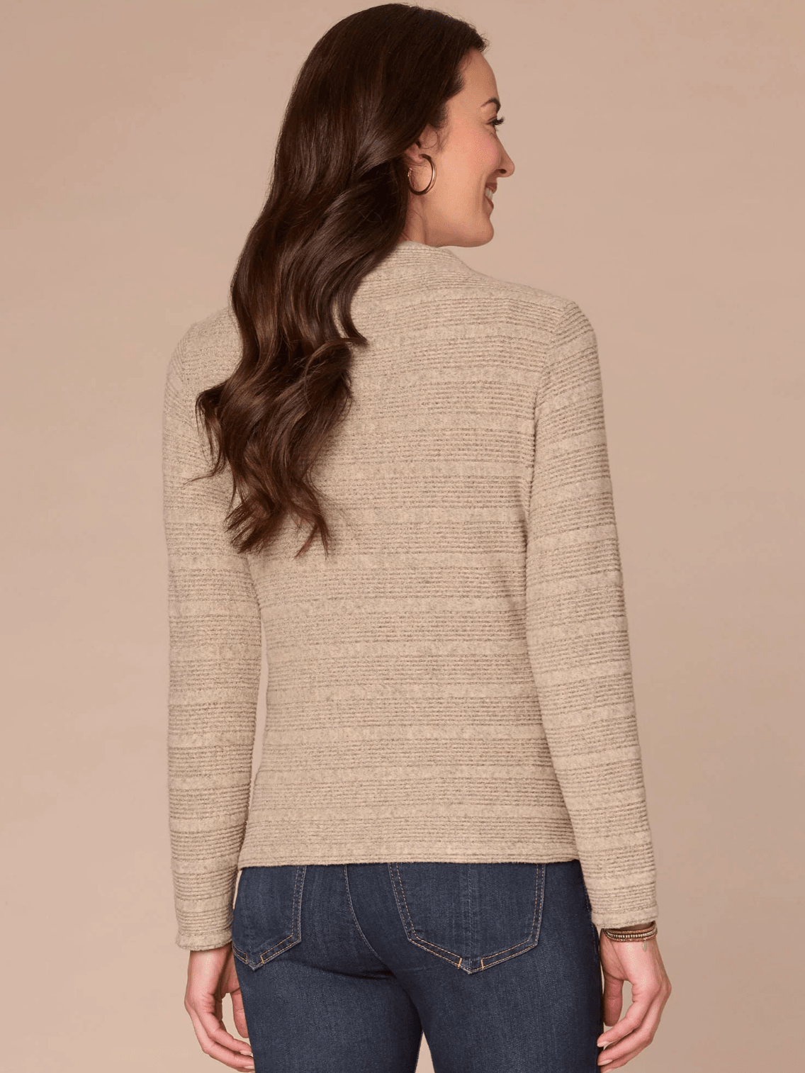 Mock Neck Asymmetrical Side Ruching Knit Top - Mainstream Boutique