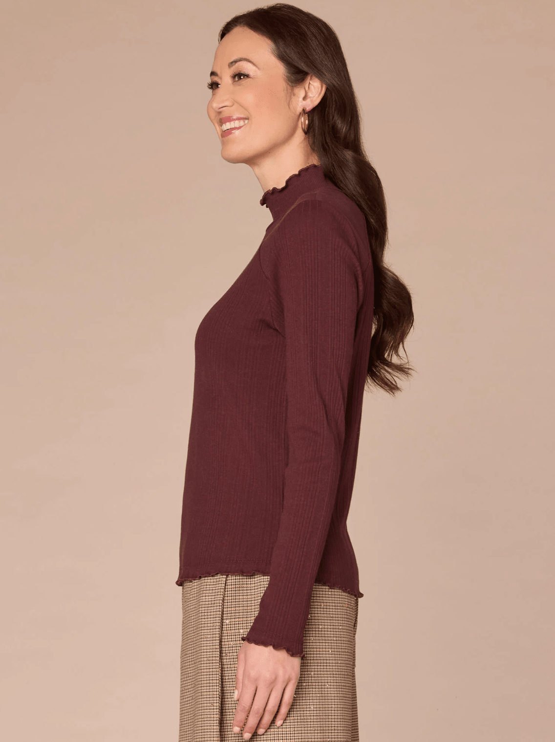 Mock Neck Mixed Media Knit Top - Mainstream Boutique