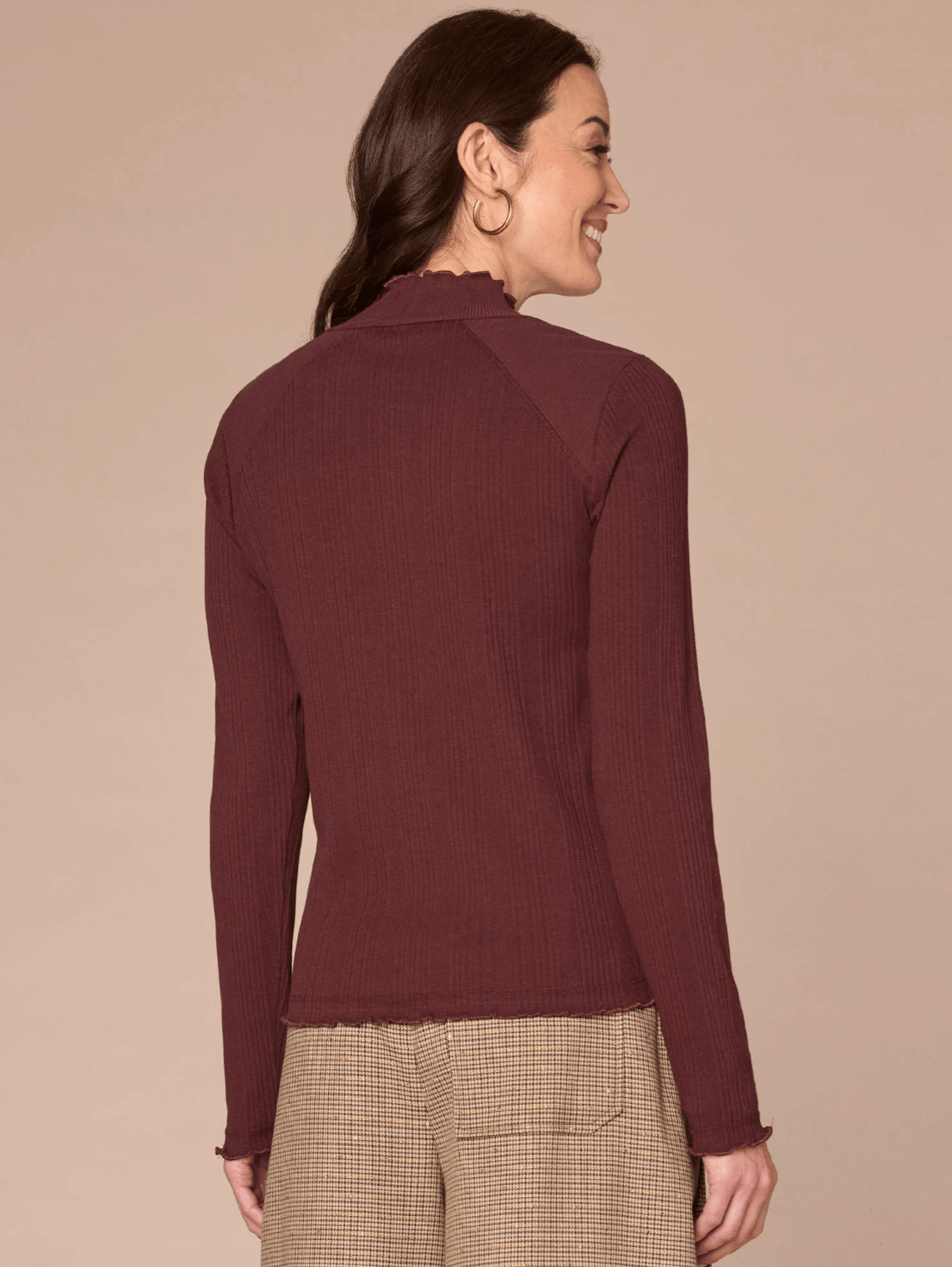 Mock Neck Mixed Media Knit Top - Mainstream Boutique