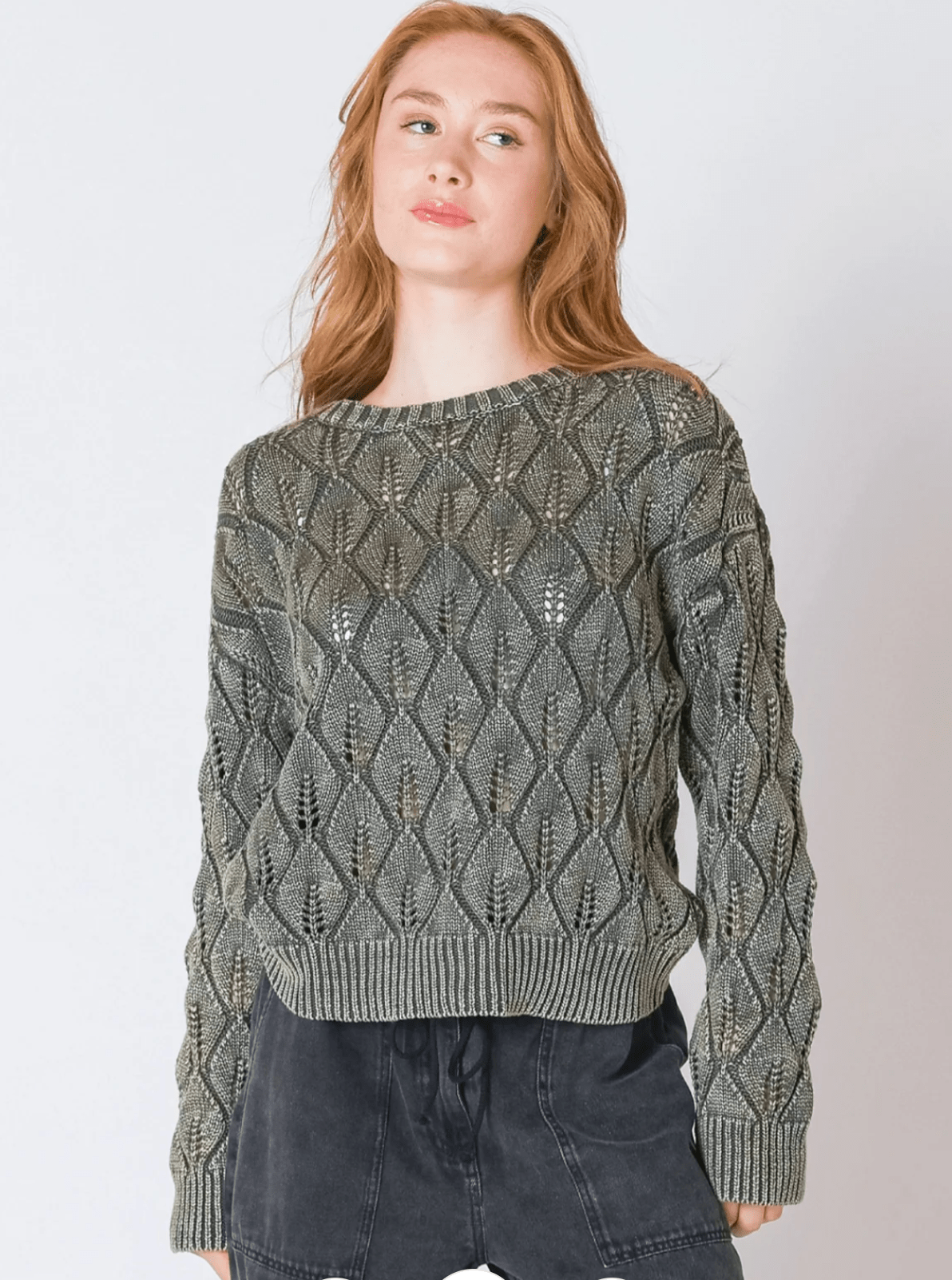Pointelle Crew Neck Sweater - Mainstream Boutique