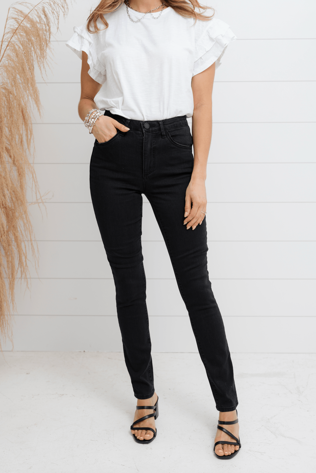 Leila Flutter Sleeve Top - White - Mainstream Boutique