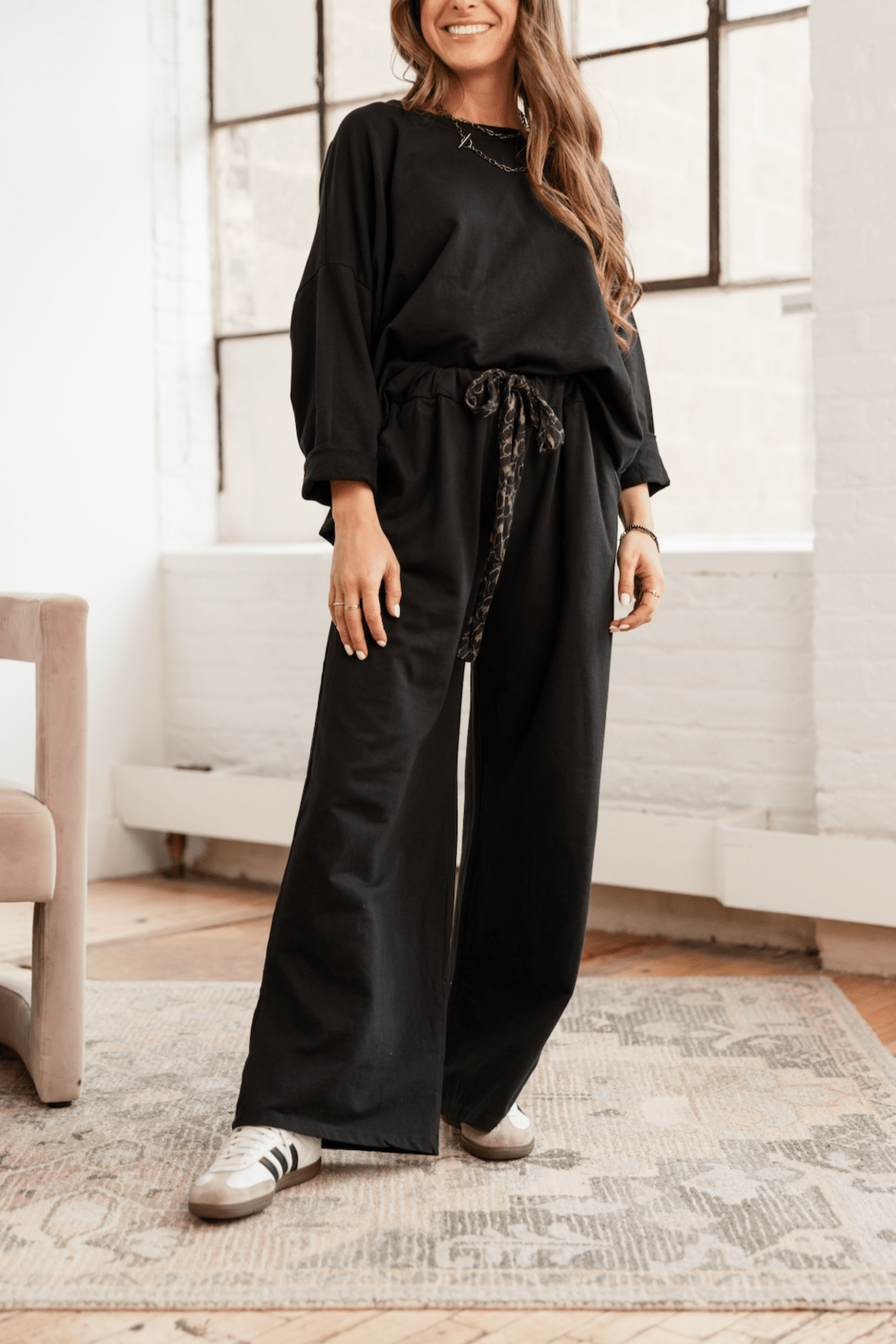 Italian Jet Setter Flowy Pant - Black - Mainstream Boutique
