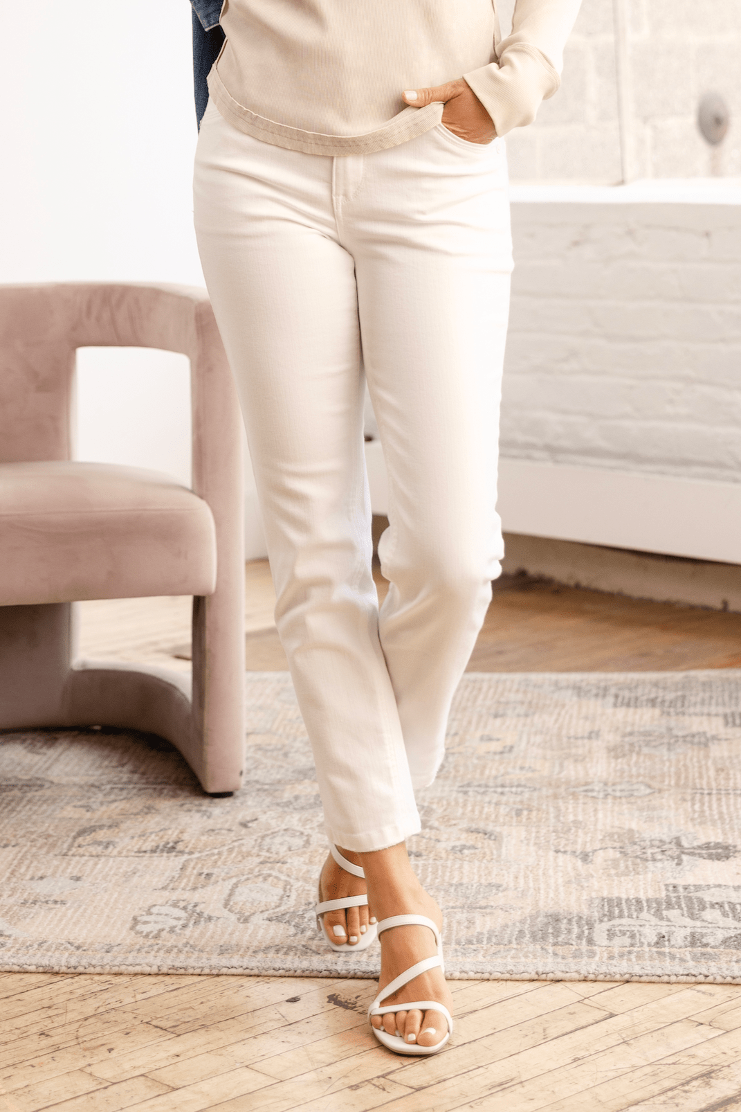 High Rise Slim Straight - White - Mainstream Boutique