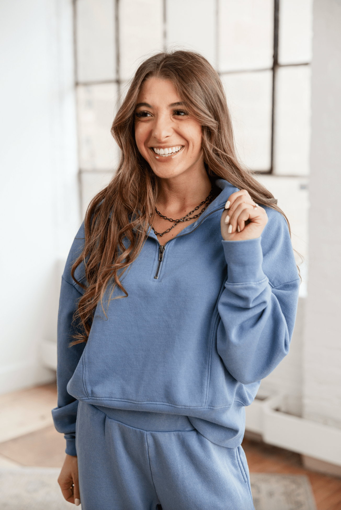 MM Henley French Terry Quarter Zip - 2 Colors - Mainstream Boutique