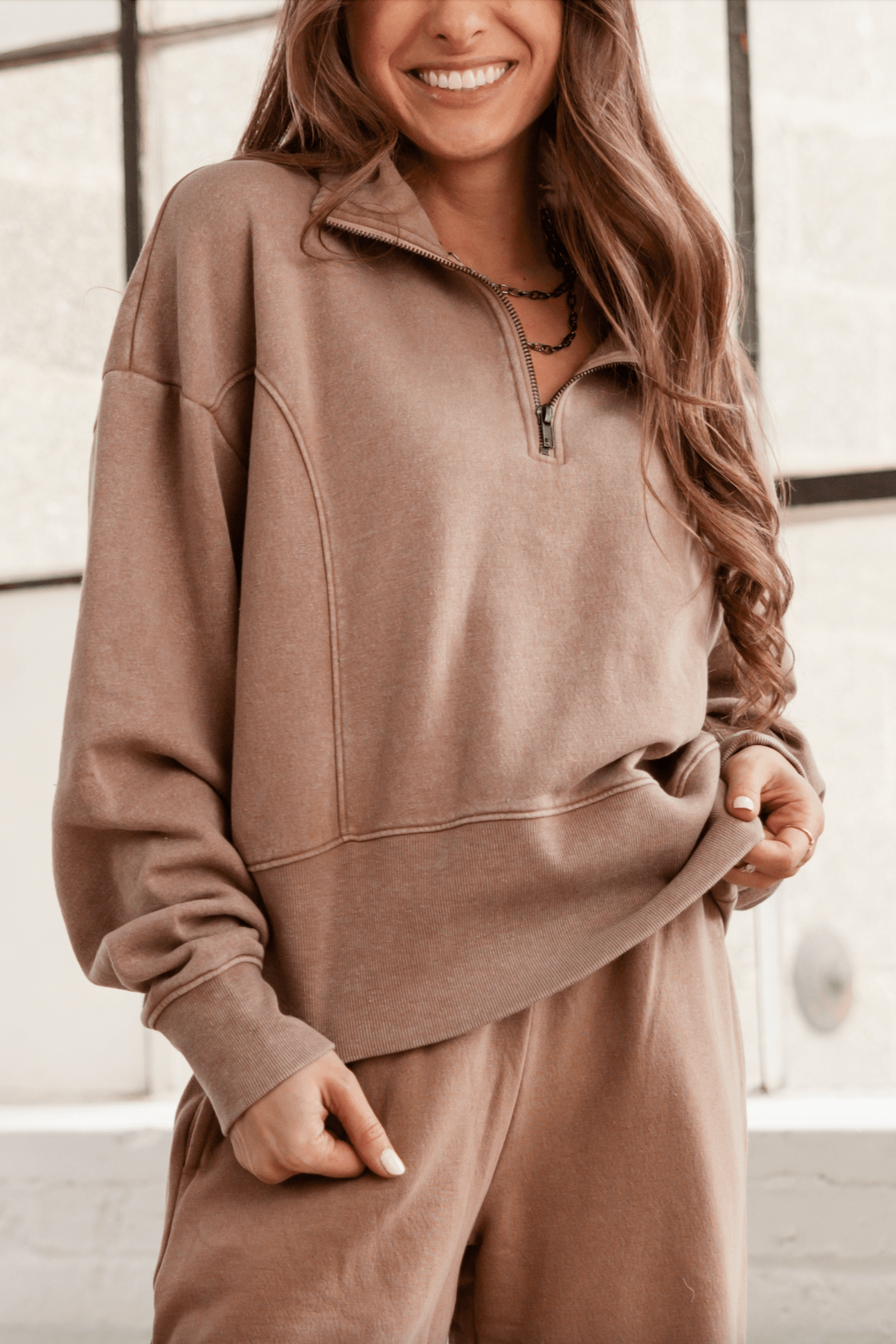 MM Henley French Terry Quarter Zip - 2 Colors - Mainstream Boutique