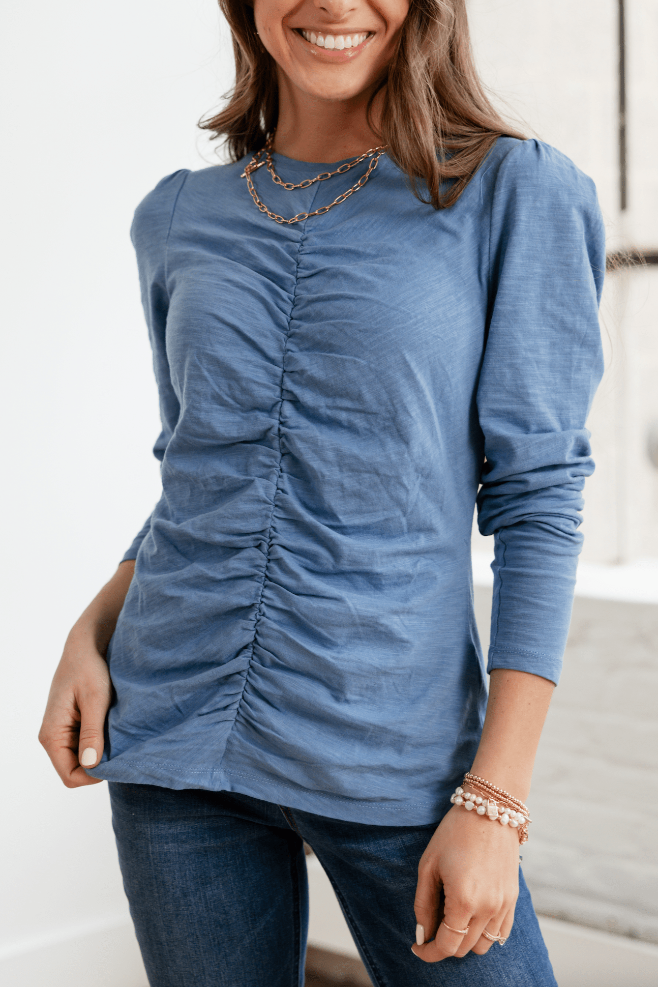 MM Gathered Front Top - 3 Colors - Mainstream Boutique