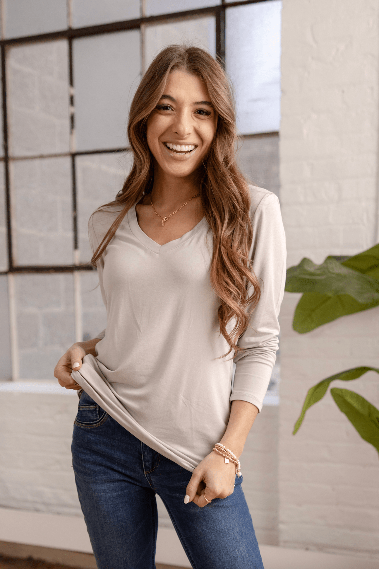 Everyday Long Sleeve V - Neck - 8 Colors - Mainstream Boutique