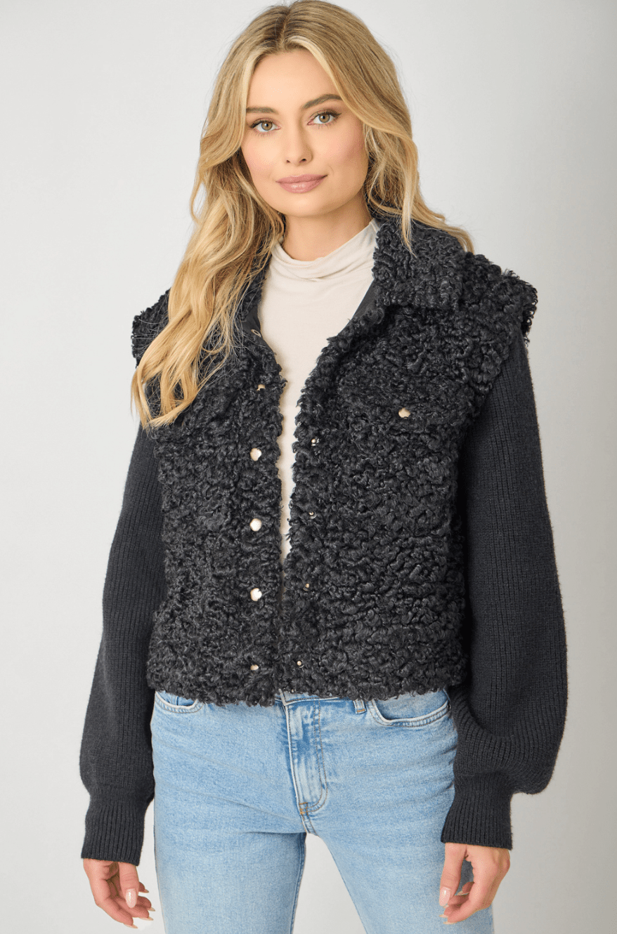Mixed Media Sweater Jacket - Mainstream Boutique