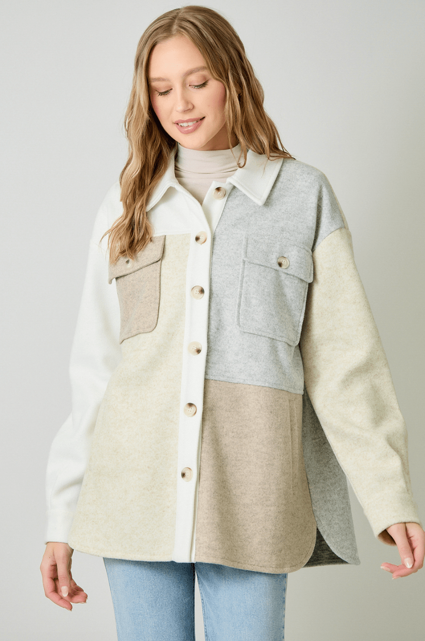 Color Blocked Shacket - Mainstream Boutique