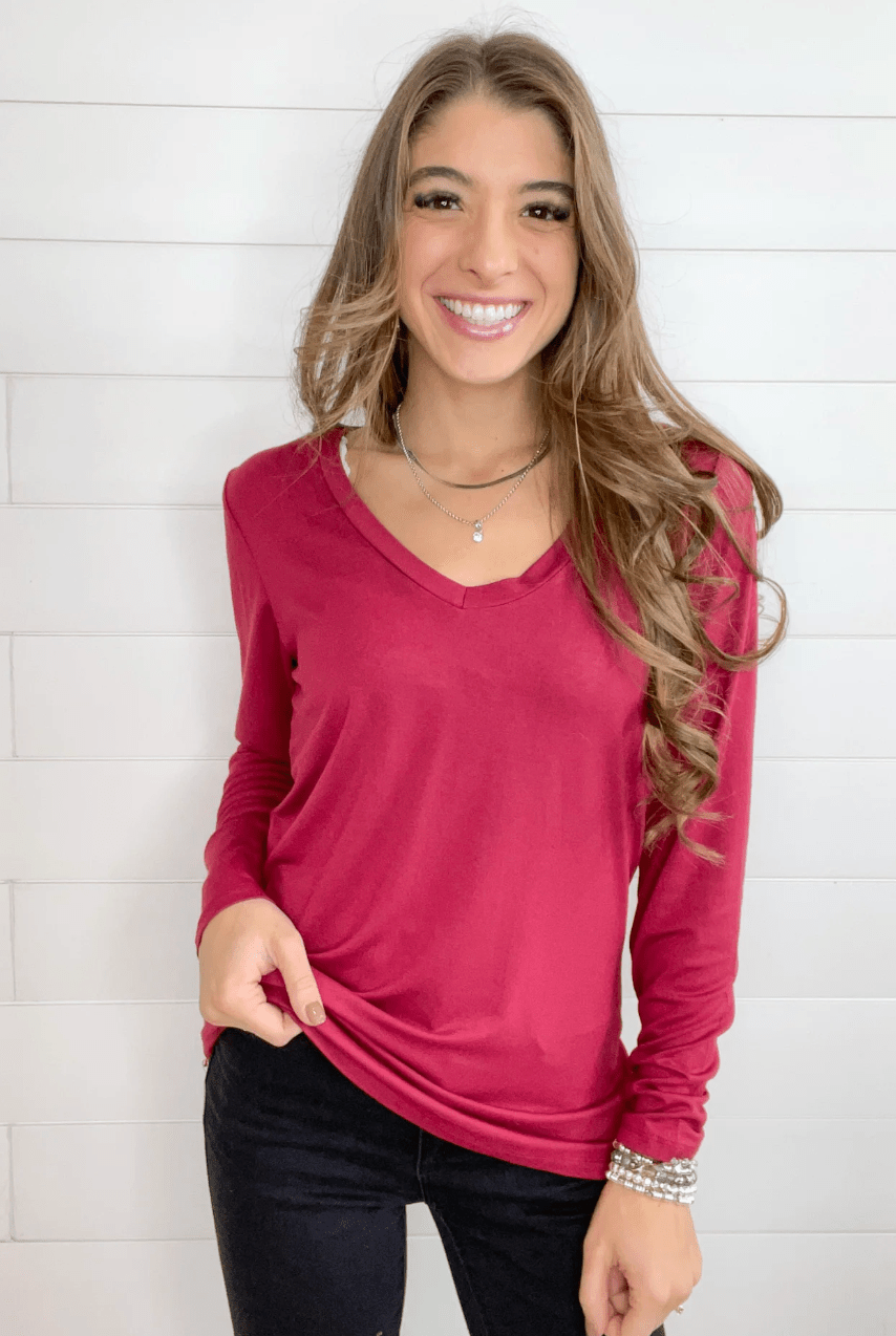 MM Everyday Long Sleeve V - Neck - 4 Colors - Mainstream Boutique