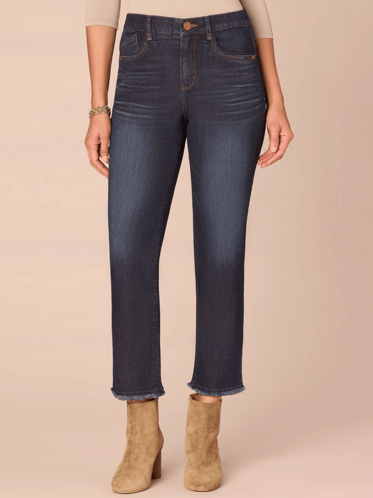PETITE Slim Straight Jeans With Cascading Hem - Mainstream Boutique