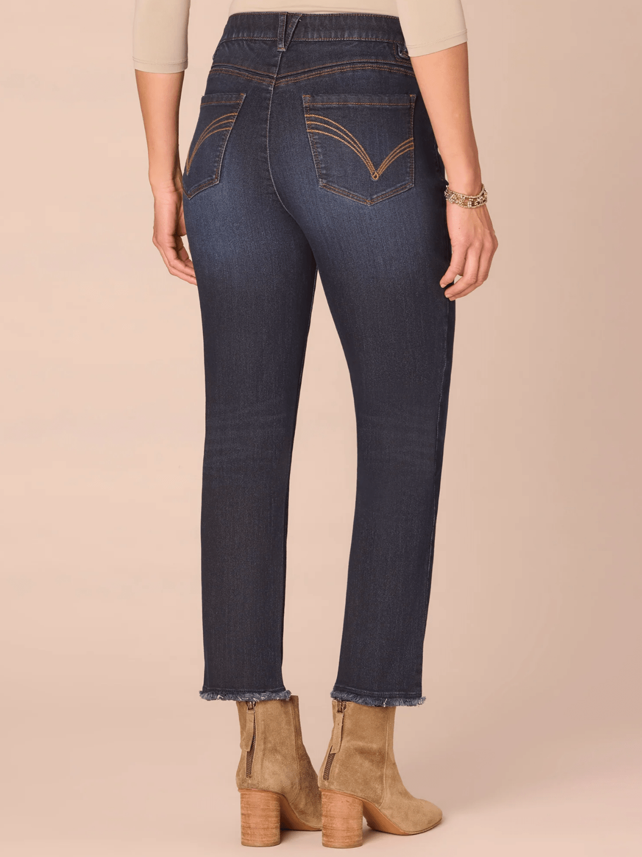 PETITE Slim Straight Jeans With Cascading Hem - Mainstream Boutique