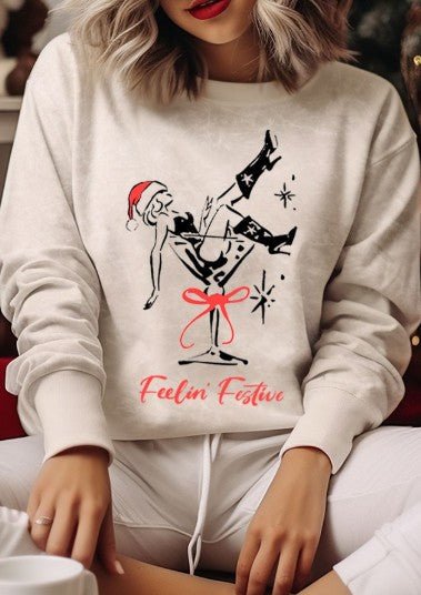 Feelin' Festive Mineral Graphic Sweatshirt - Mainstream Boutique