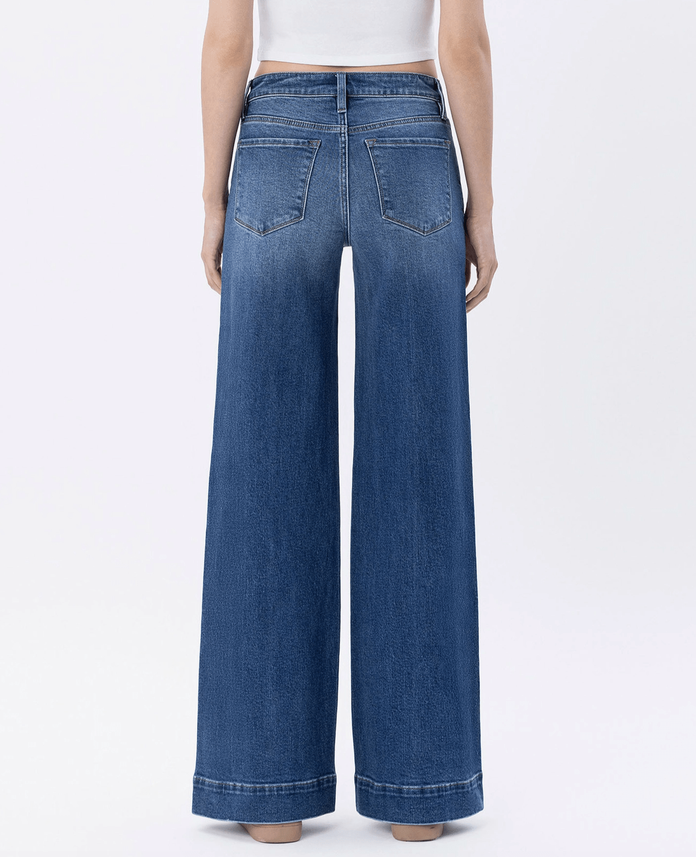 High Rise Trouser Hem Wide Leg Jeans - Mainstream Boutique