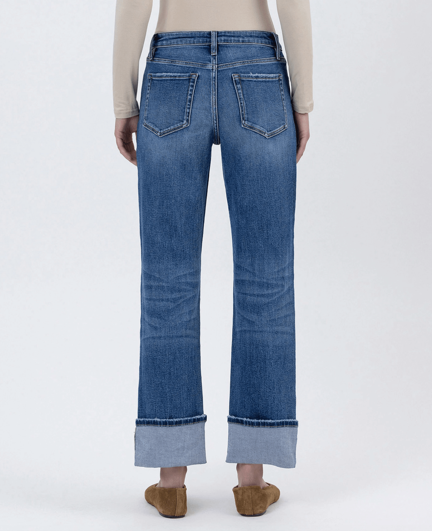 High Rise Cuffed Ankle Straight Jeans - Mainstream Boutique
