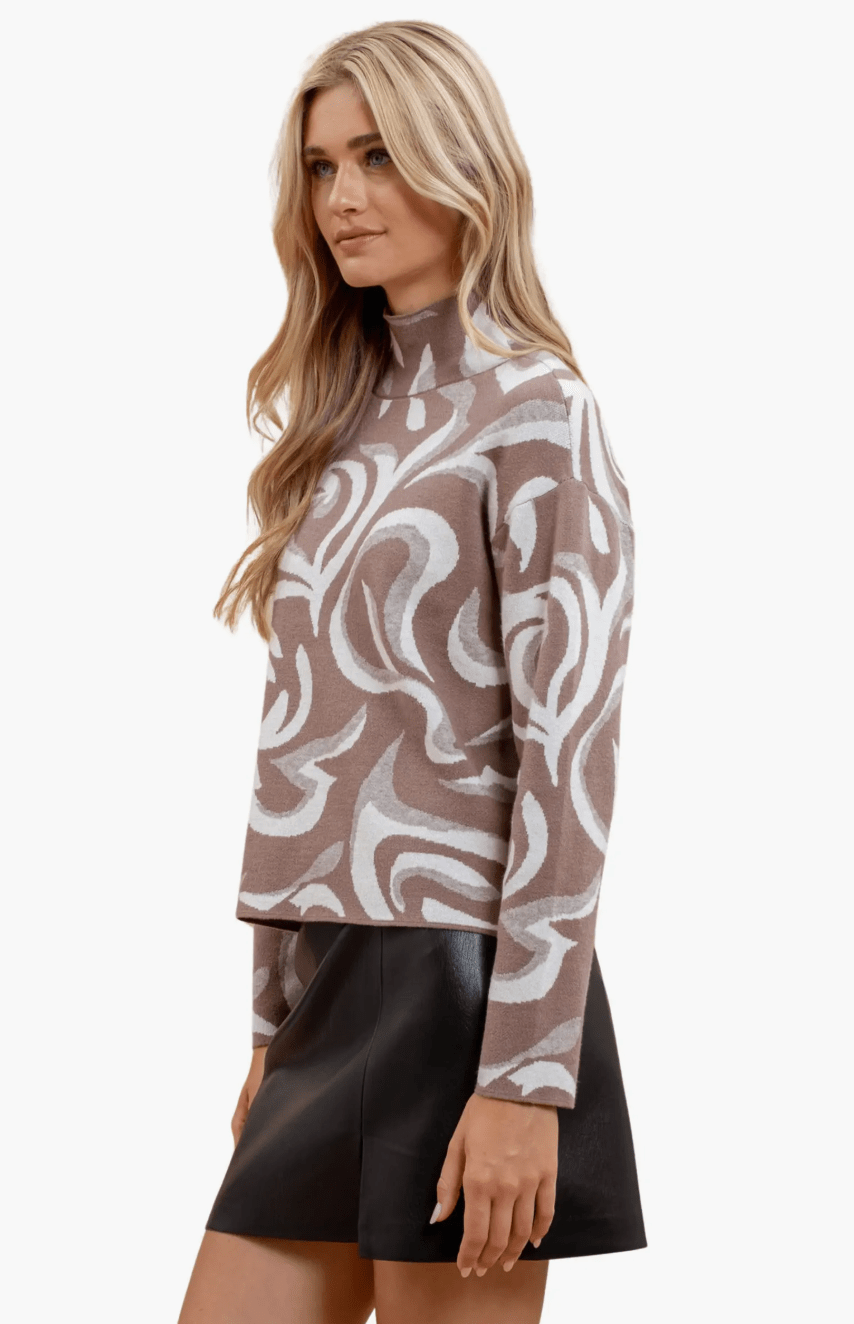 Marble Turtleneck Knit Sweater - Mainstream Boutique